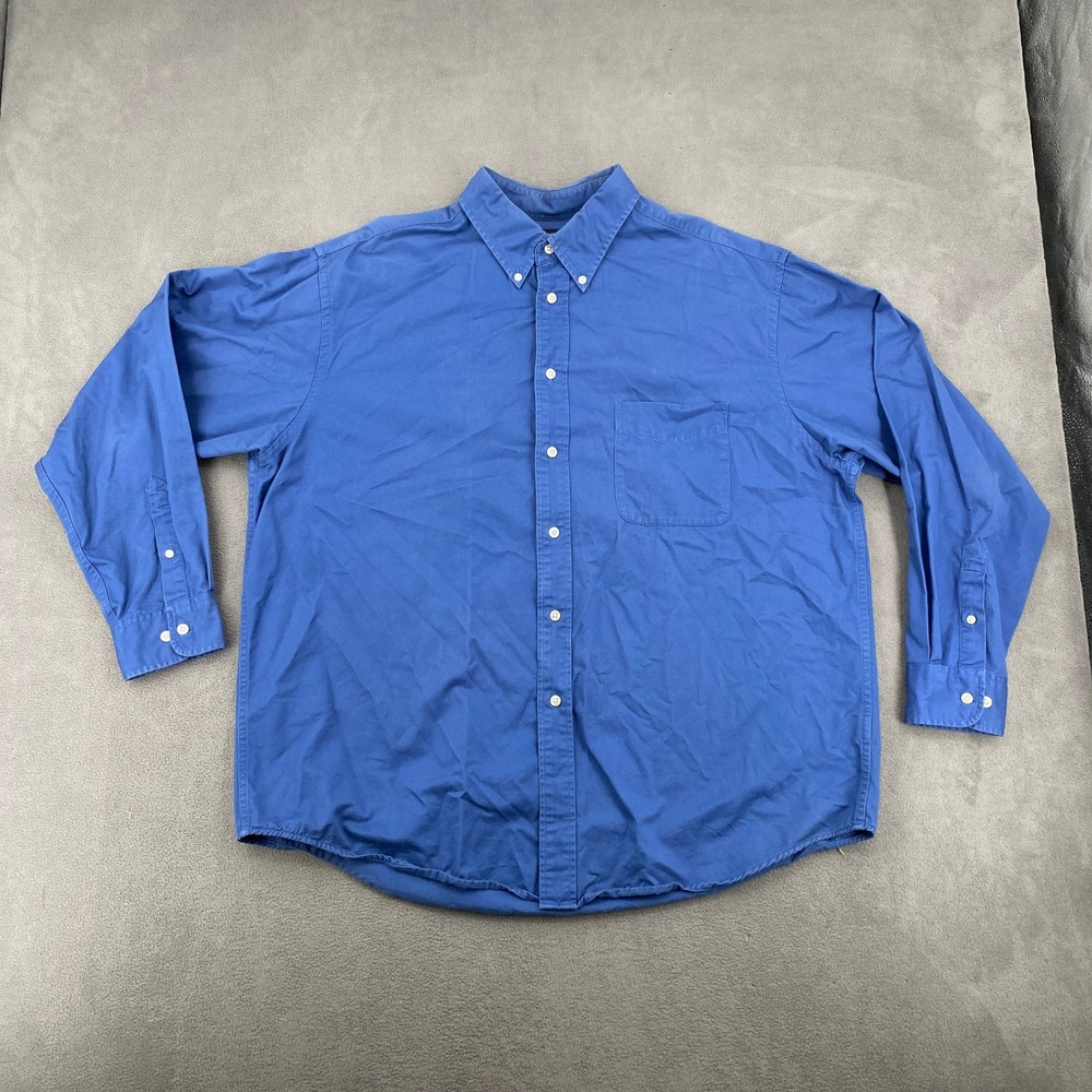 Roundtree & Yorke Mens XL Blue Long Sleeve Button Down Cotton Shirt 8710